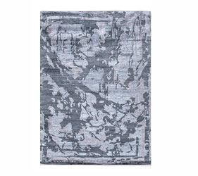 A carpet with a grey-toned abstract design