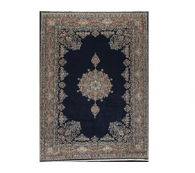 TRIBAL RUG WIN NAVY BLUE BACKGROUND AND A MEDALLION 